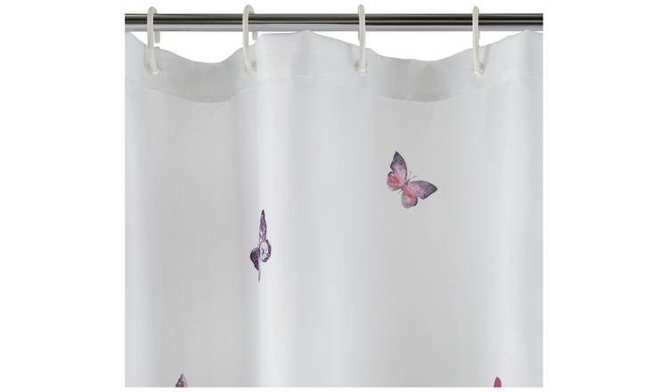 Argos Home pink butterfly shower curtain 180x180cm (British brand)