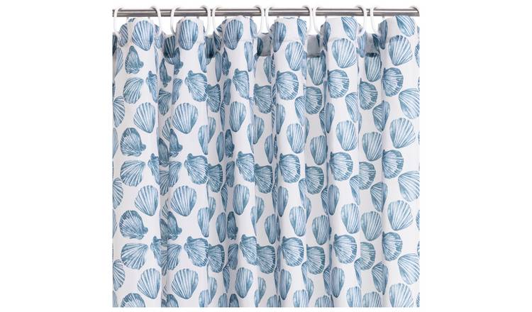 Argos Home blue seashell shower curtain 180x180cm, UK version