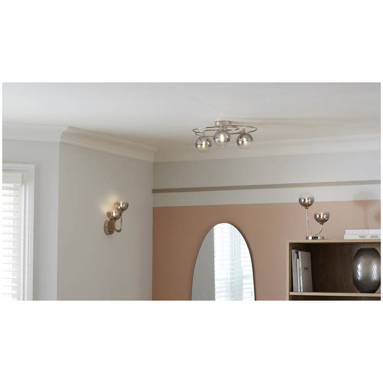 Argos Home Ombre Glass wall light nickel finish, UK version