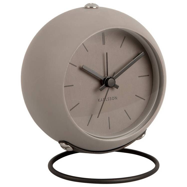 Karlsson Nirvana Globe analogue alarm clock warm grey 10cm, UK version