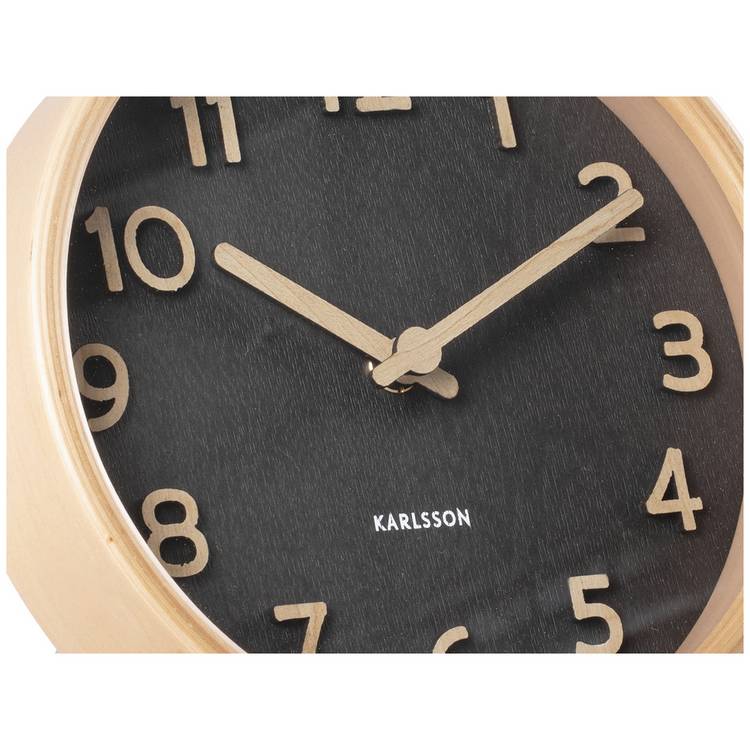 Karlsson Pure Wood analogue clock 18cm black (British brand)