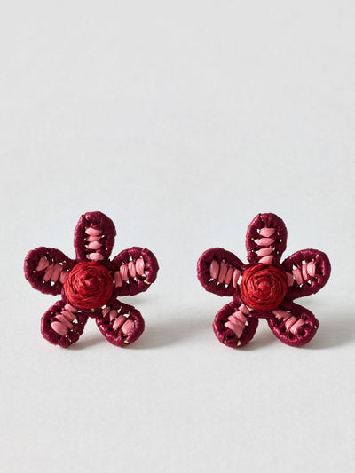Next Oliver Bonas Jessie Woven Flower Pink Stud Earrings- Buy online at McGrocer