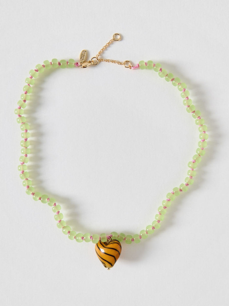Oliver Bonas Pamela heart pendant beaded necklace, imported from the UK