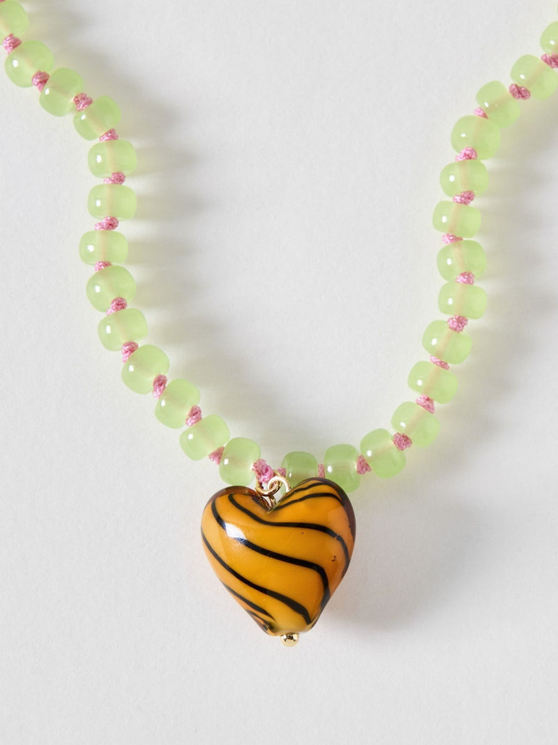 Oliver Bonas Pamela heart pendant beaded necklace, imported from the UK