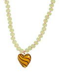 Oliver Bonas Pamela heart pendant beaded necklace, imported from the UK