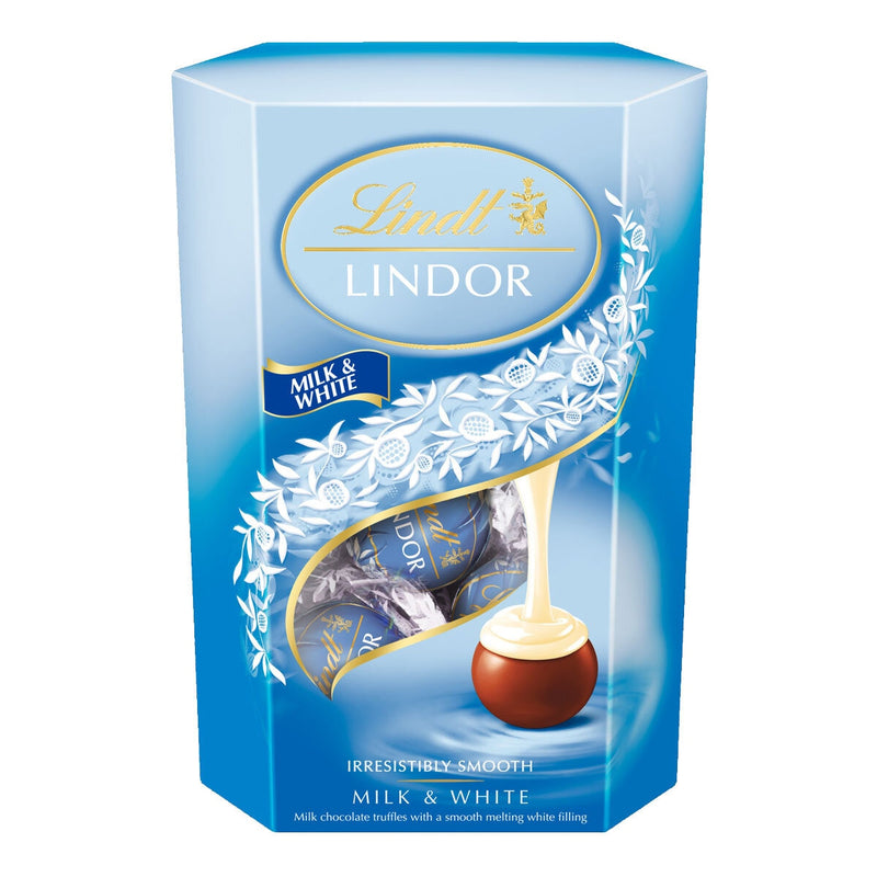 Lindt Lindor milk, white, and pistachio chocolate truffles 4 x 200g, UK version