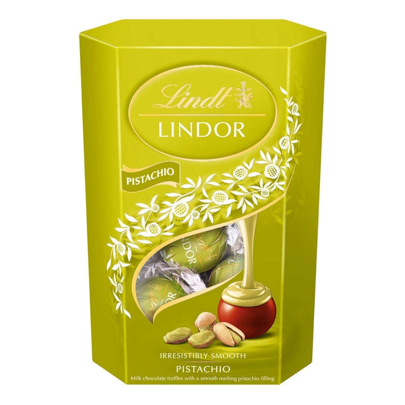 Lindt Lindor milk, white, and pistachio chocolate truffles 4 x 200g, UK version