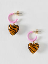 Next Oliver Bonas Pink Pamela Heart Charm Drop Hoop Earrings- Buy online at McGrocer