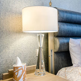 Risha crystal table lamp with ivory faux silk shade, imported from the UK