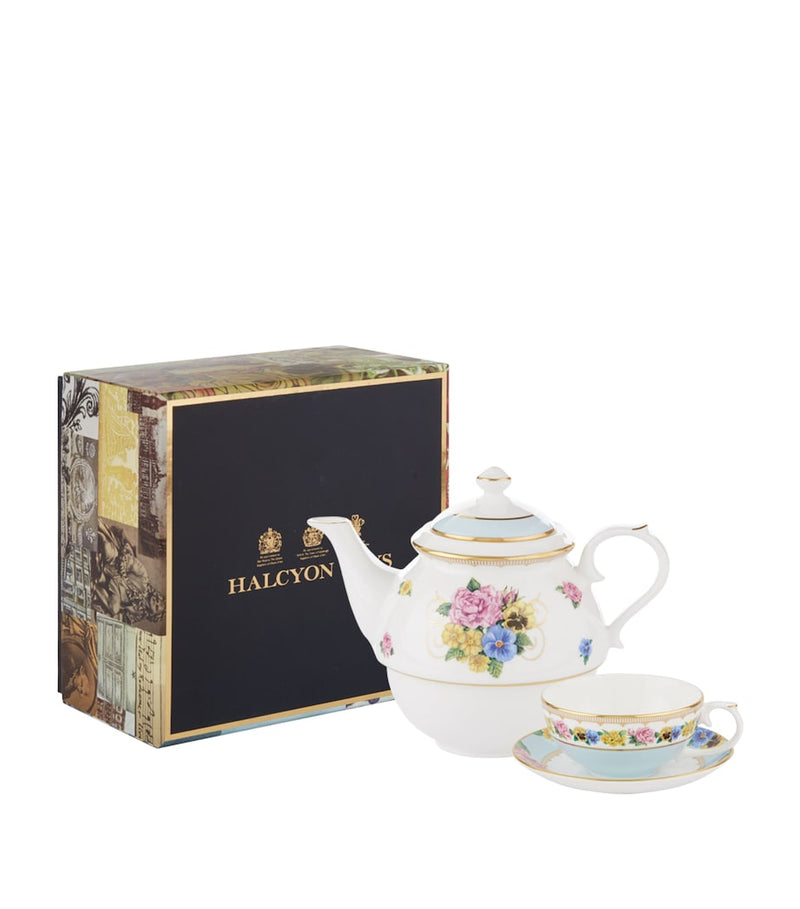 Halcyon Days Shell Garden Floral Tea For One set, UK version