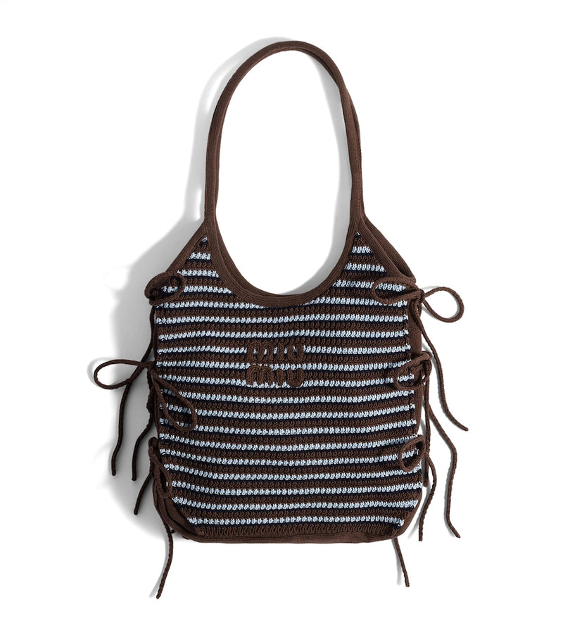 Miu Miu Crochet Ivy Tote Bag woven cotton, UK version