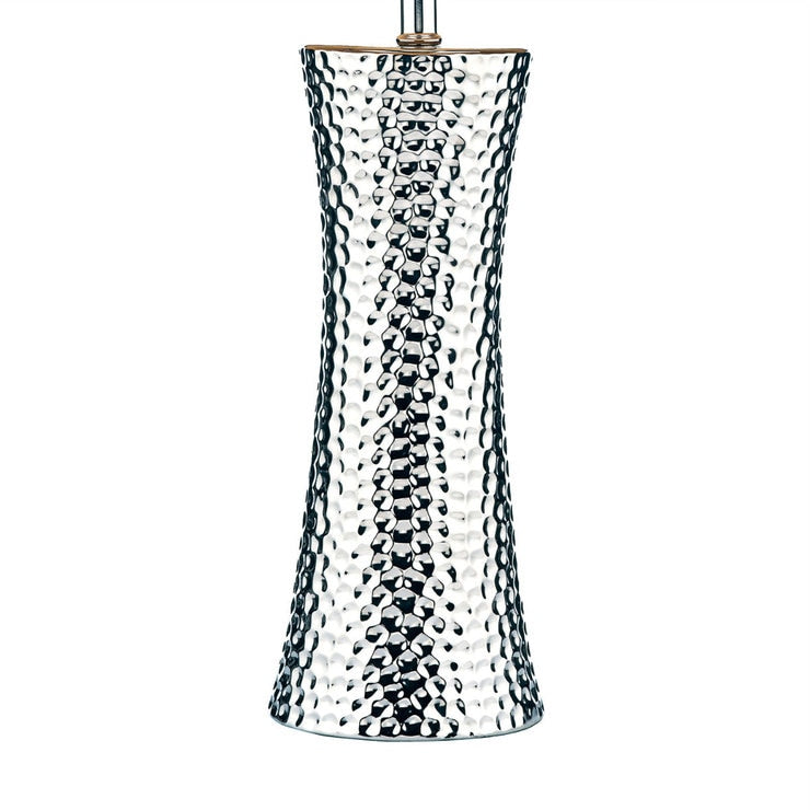 Bokara hammered effect ceramic table lamp grey satin shade - British product