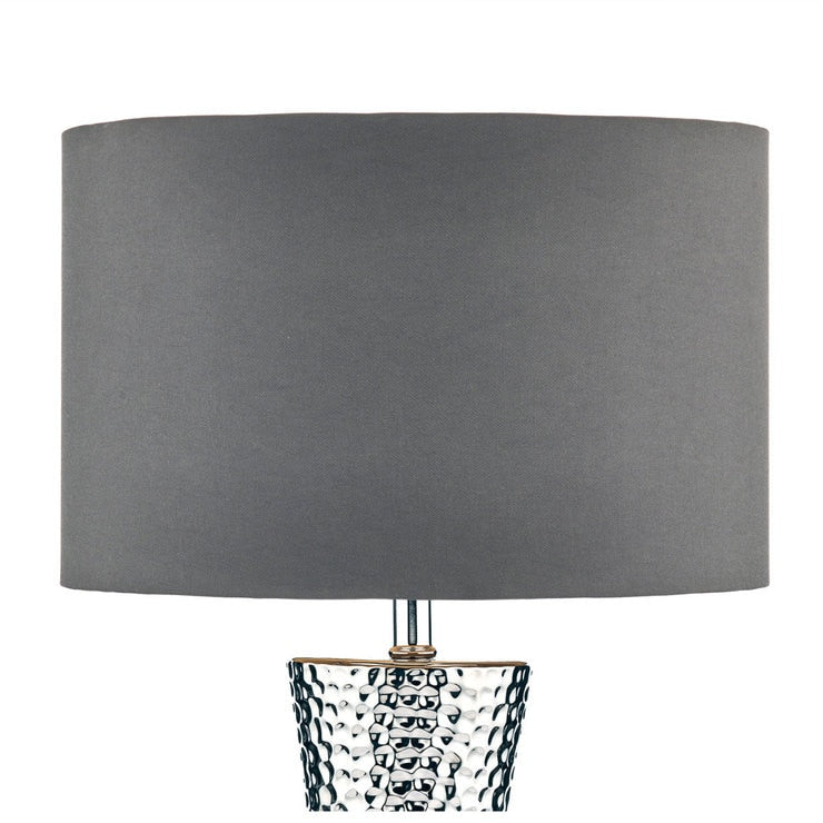 Bokara hammered effect ceramic table lamp grey satin shade - British product