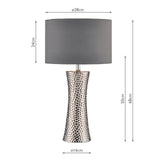 Bokara hammered effect ceramic table lamp grey satin shade - British product