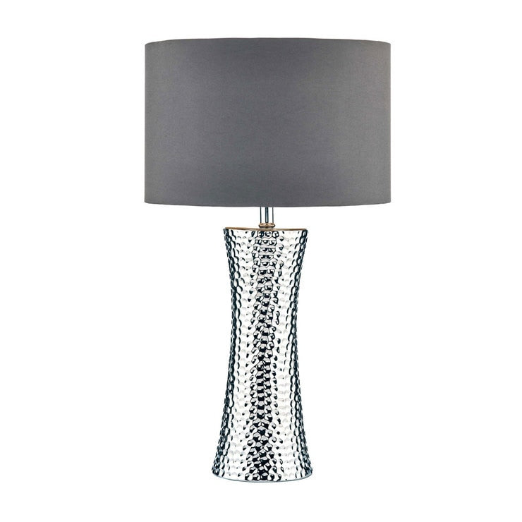 Bokara hammered effect ceramic table lamp grey satin shade - British product