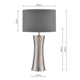 Bokara hammered effect ceramic table lamp grey satin shade - British product
