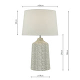 Vondra grey and white ceramic table lamp with ivory linen shade (British brand)