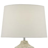 Vondra grey and white ceramic table lamp with ivory linen shade (British brand)