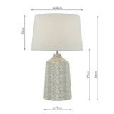 Vondra grey and white ceramic table lamp with ivory linen shade (British brand)