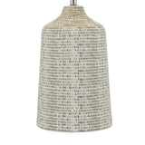Vondra grey and white ceramic table lamp with ivory linen shade (British brand)