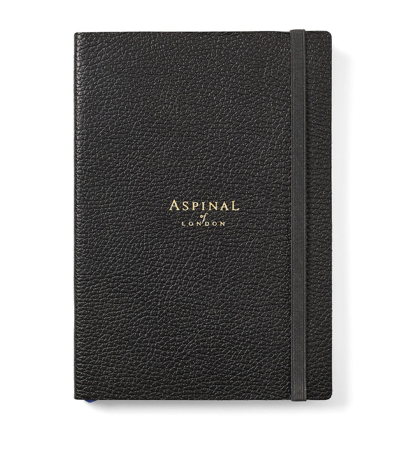 Aspinal Of London grained leather bound A5 notebook - British product