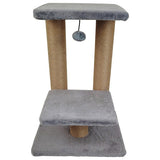 Two-tier cat scratching perch in grey with jute posts, UK version