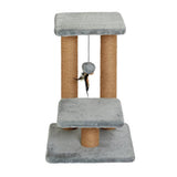 Two-tier cat scratching perch in grey with jute posts, UK version