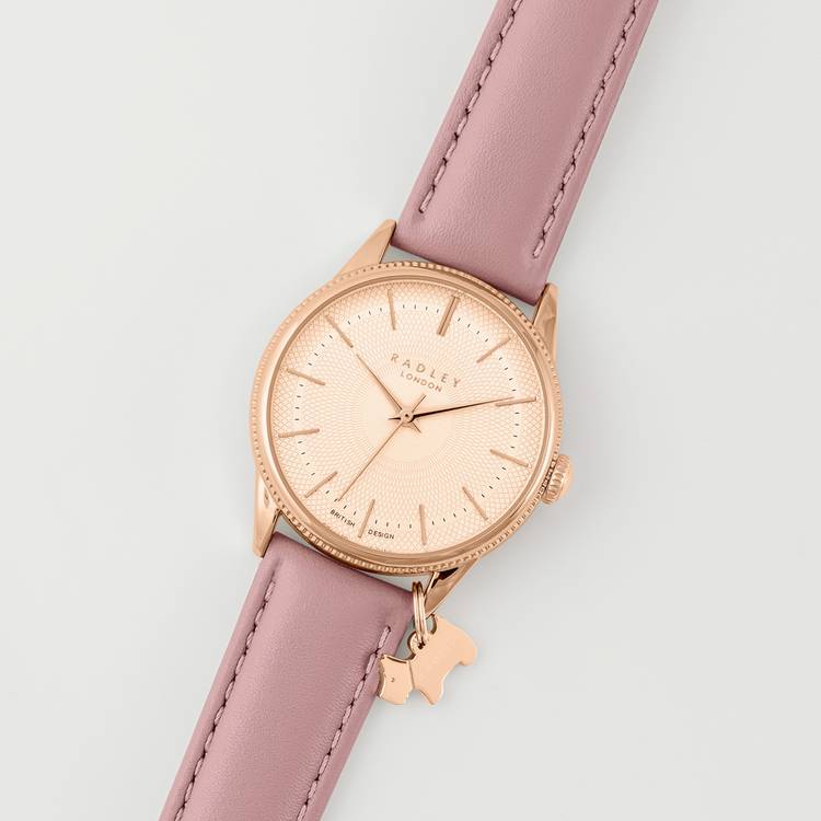 Radley ladies vintage pink leather strap watch 35mm (British brand)