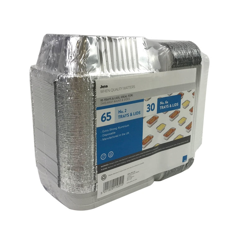 Jena mixed foil trays and lids pack of 95, UK version