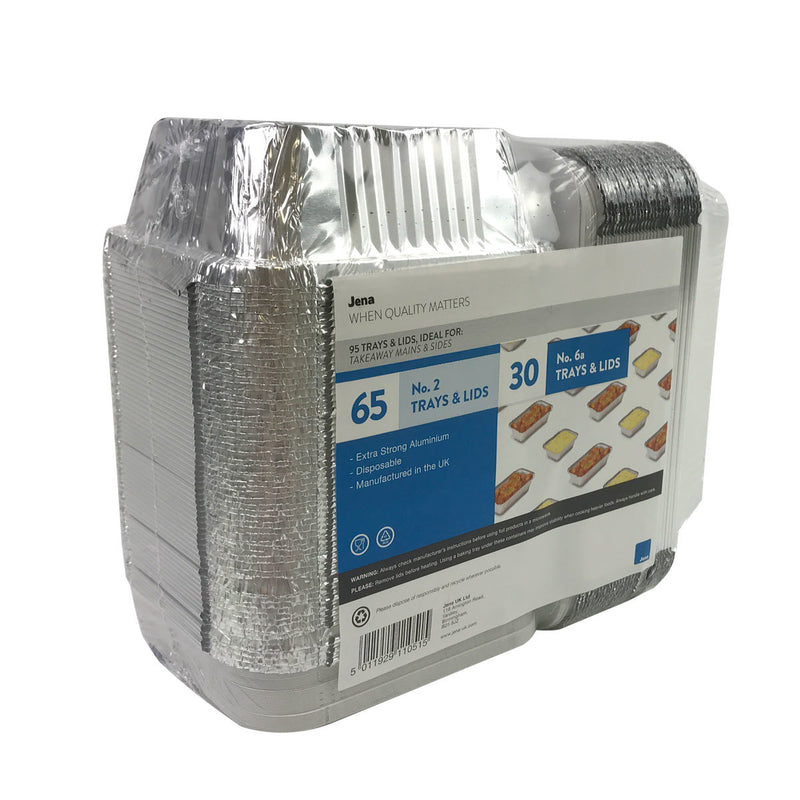 Jena mixed foil trays and lids pack of 95, UK version