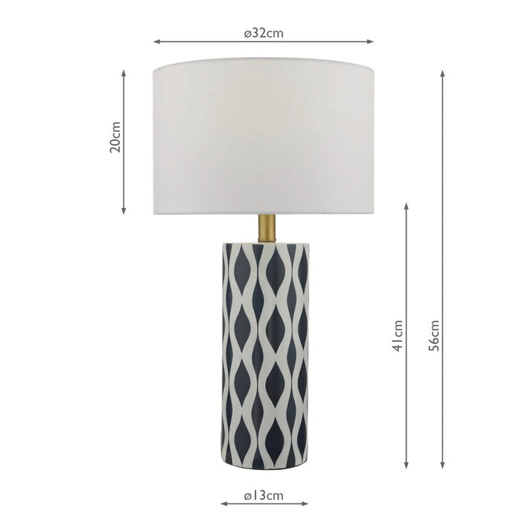 Weylin navy and white ceramic table lamp (British brand)