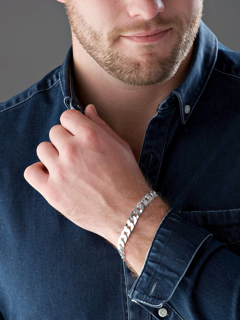 Sterling silver men's curb bracelet 20cm (British brand)
