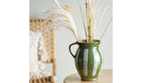 Bloomingville striped stoneware vase green white 26cm - British product