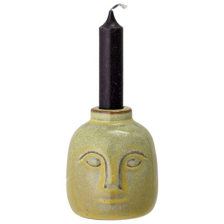 Bloomingville green face candle holder H9cm (British brand)