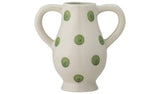 Bloomingville stoneware vase dotted white and green 15cm - British product