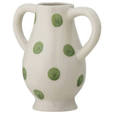 Bloomingville stoneware vase dotted white and green 15cm - British product