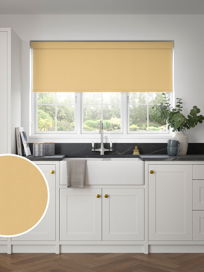 Mellow Yellow Echo blackout roller blind, UK version