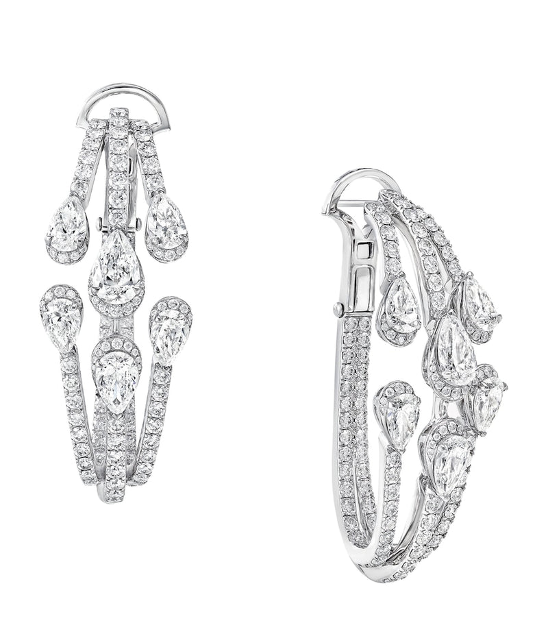 Graff diamond triple hoop earrings in white gold - British product