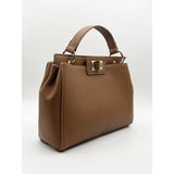 Superdrug SVNX Brown Faux Leather Handbag with Gold Trim 25x22x9cm- Buy online at McGrocer