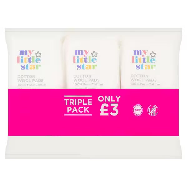 My Little Star cotton pads soft triple pack, imported from the UK