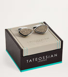 Tateossian sterling silver drusy cufflinks, imported from the UK