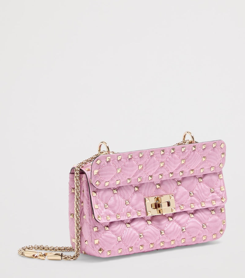 Valentino Garavani Rockstud Spike small shoulder bag moiré fabric, UK version