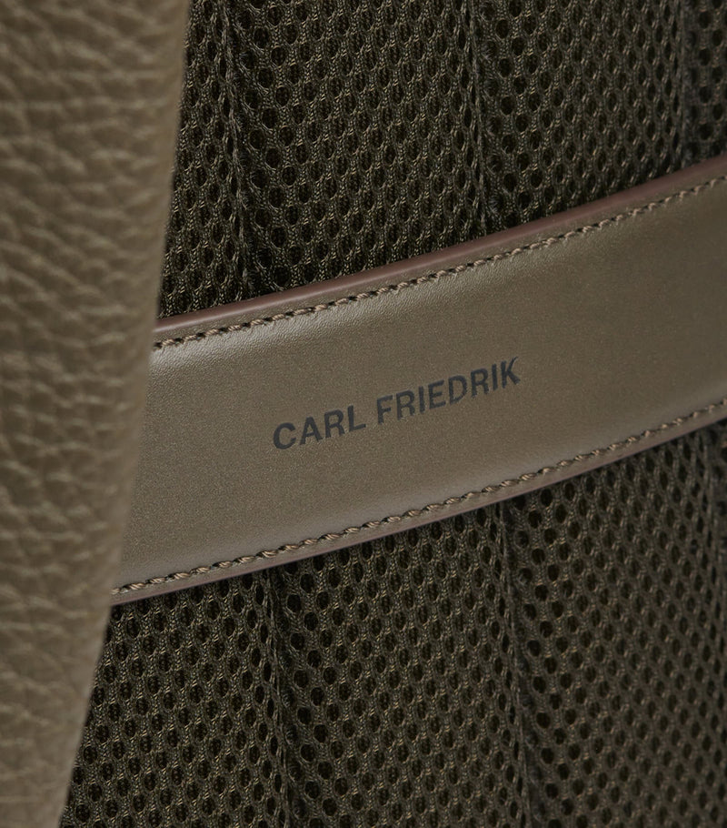 Carl Friedrik Ayrton grained leather backpack (British brand)