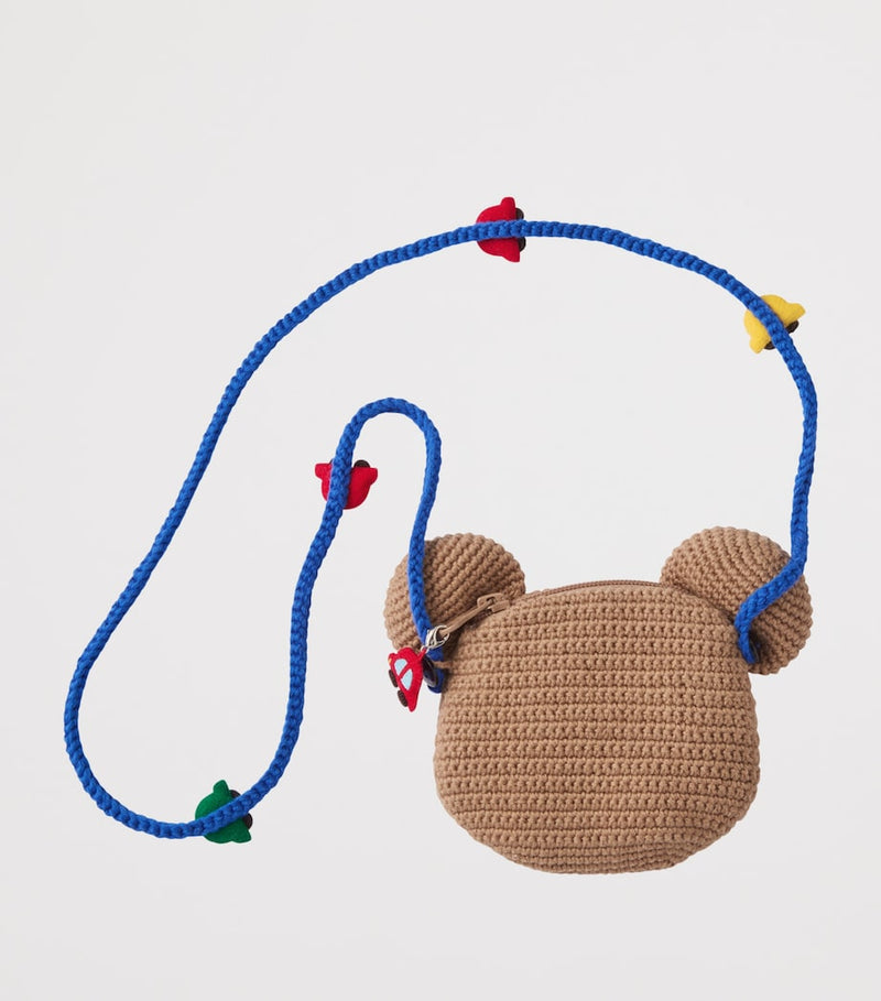Miki House knitted bear cross-body bag (British brand)