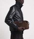 Brioni cotton canvas Via Veneto pouch with leather details, UK version