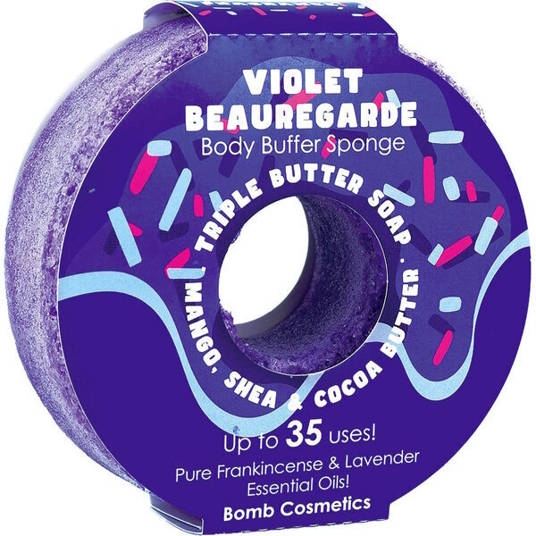 Bomb Cosmetics Body Buffer Soap Sponge Violet Beauregarde - British product