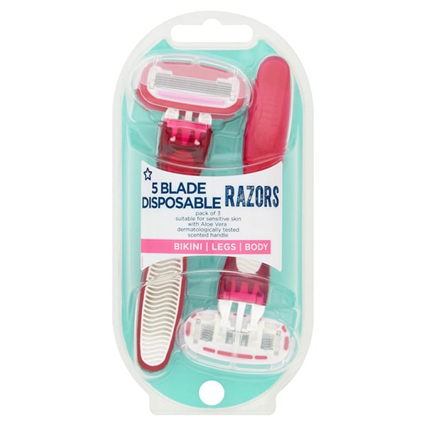 Superdrug Female Five Blade Disposable Razors x3 GOODS Superdrug