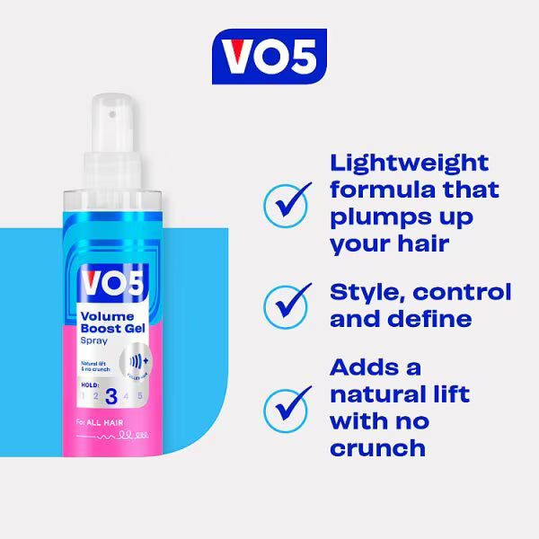 Vo5 Volume Boost Gel Spray hair styling 200ml (British brand)