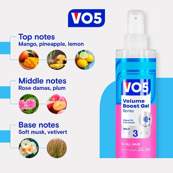 Vo5 Volume Boost Gel Spray hair styling 200ml (British brand)