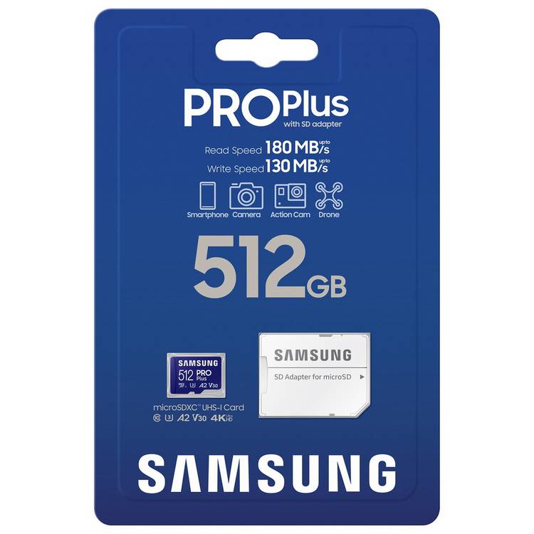Samsung PRO Plus 512GB micro SDXC memory card (British brand)